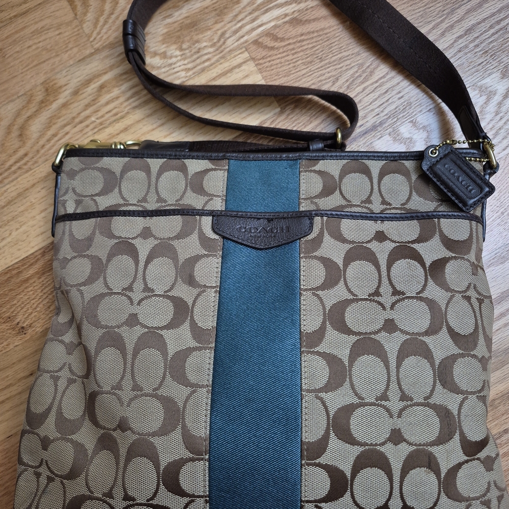 Coach Brown and Teal Crossbody Bag